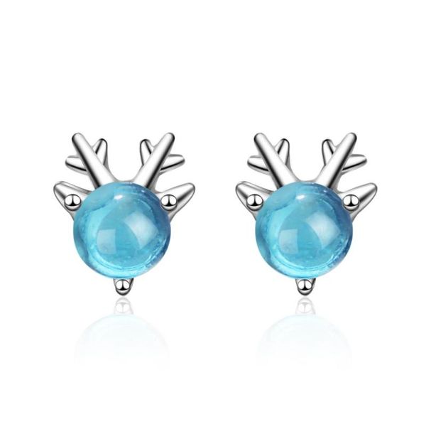 

stud qiamni creative christmas animal blue elk crystal deer earrings women fashion jewelry gift ornaments pendientes, Golden;silver