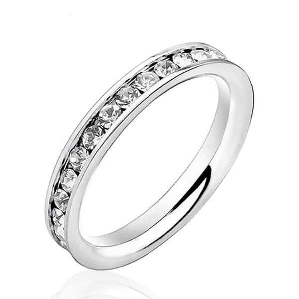 Yizhan Hot anel presentes jóias mulheres 316L aço inoxidável 1ct anéis eternidade anel acessórios para eventos de casamento (Silveren Si0189)