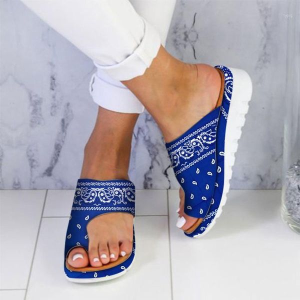

slippers women shoes comfy platform leather flat sole ladies casual soft big toe foot correction sandal orthopedic bunion corrector 6.241, Black