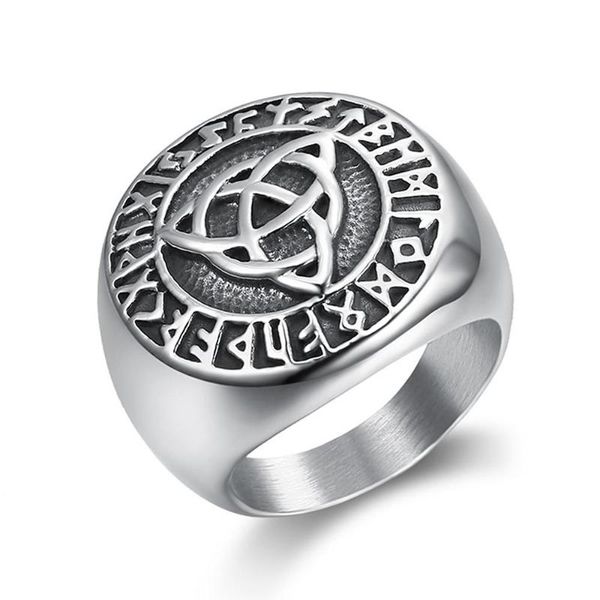 

cluster rings vintage fashion carving viking signet for men genuine titanium stainless steel cool accessories gift sizes8,9,10,11,12,13, Golden;silver