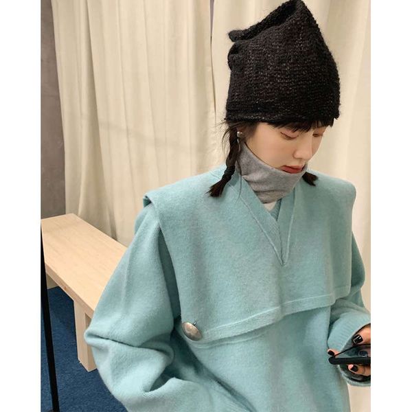 

versatile v-neck sweater loose and lazy casual women's t-shirt bottom new 2020 can, White;black