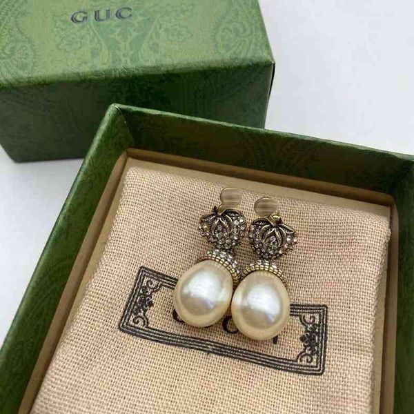 

the new 74% off gujia new style used full diamond strawberry s925 silver needle fashion tassel pearl earrings9soe, Golden
