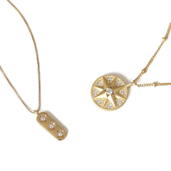 

pendant necklaces srcoi round rhinestone star simple necklace fashion long chain accessories metal gold color oval for women, Silver