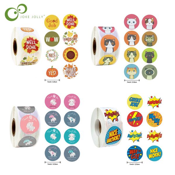 

500pcs reward encouragement sticker roll kids motivational stickers with cute animals for students teachers gyh q1215