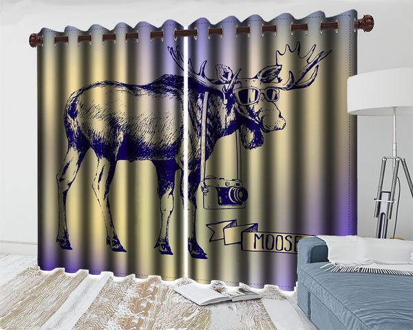 

fashionable moose 3d curtain 3d cartoon animal modern curtain hd digital print 3d beautiful blackout curtains