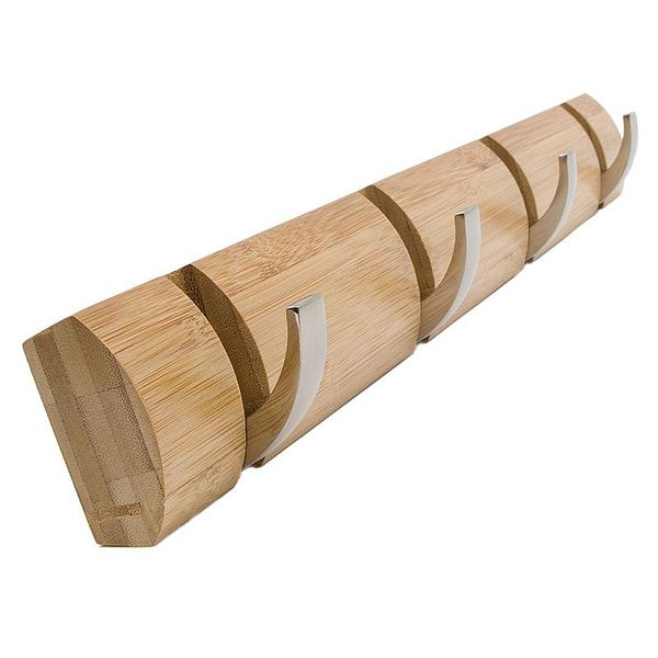 

bamboo hooks towel hanger wall mount holder door hook rack foldable coat hat
