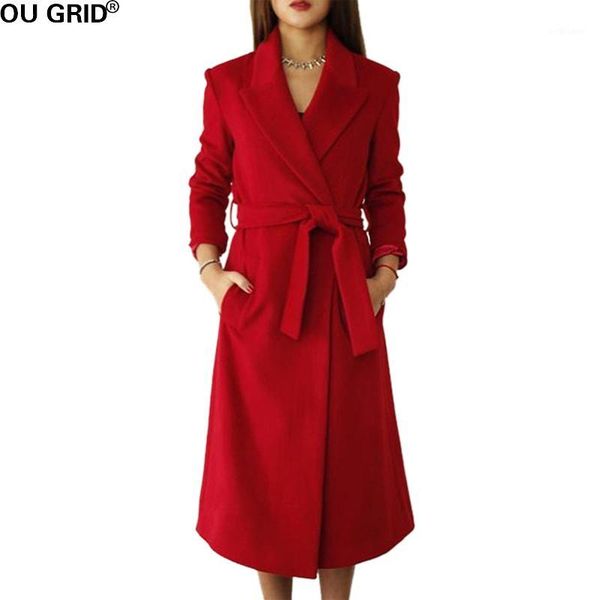 

winter autumn coat women 2017 slim turn-down collar high wool&cotton quality warm out coat with belt1, Black