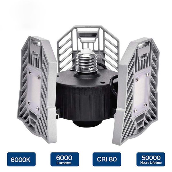

2021 new deformable garage ceiling lights e27 60w 6000lm ac170-265v led mining lamps industrial for workshop warehouse 2gyf