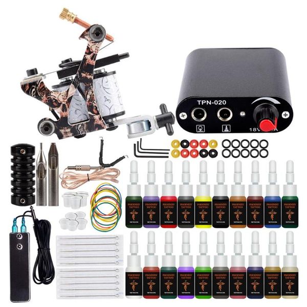 

tattoo guns kits complete kit 1 machine black ink pigment set power supply grips body art permanent makeup