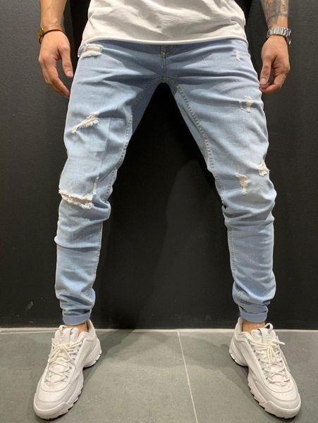 

men ripped washed jeans u6b8#, Blue