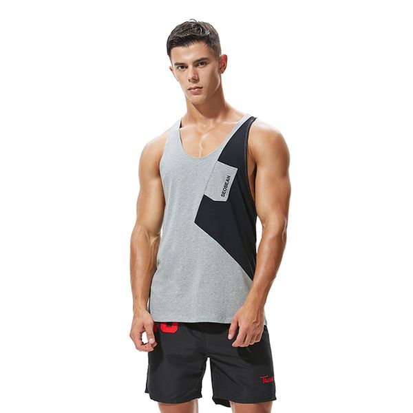 

mens tank men' vest hurdle fitness vest color matching summer, White;black