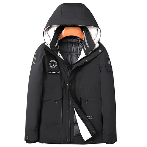 

new winter men down jacket men's outdoor brand hooded wild parka coats casual warm white duck down jacket male q1209, Black