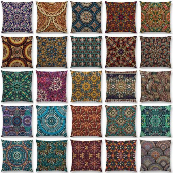 

boho colorful flowers pillow case abstract ethnic floral mandalas pattern design prints patchwork retro cushion cover