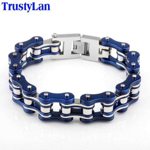 

trustylan 19mm wide heavy men's biker motorcycle chain bracelets bangles solid stainless steel men bracelet jewellery wristband 200928, Black