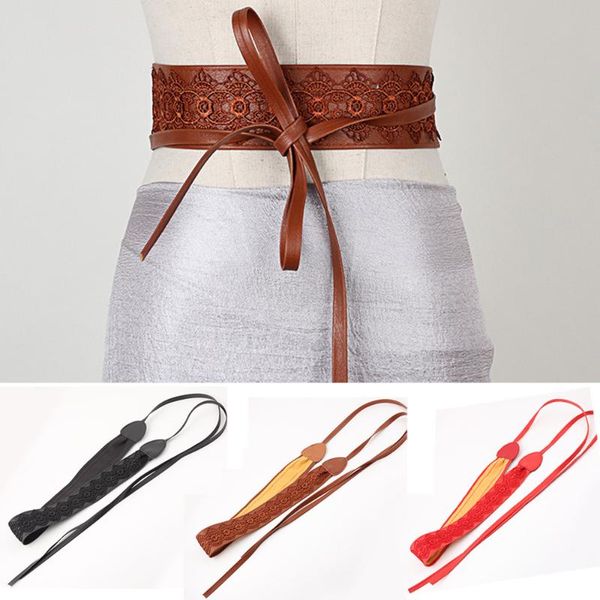 

women's wide corset waistband trendy lace self tie waist belt dress decoration bltyn0347, Black;brown