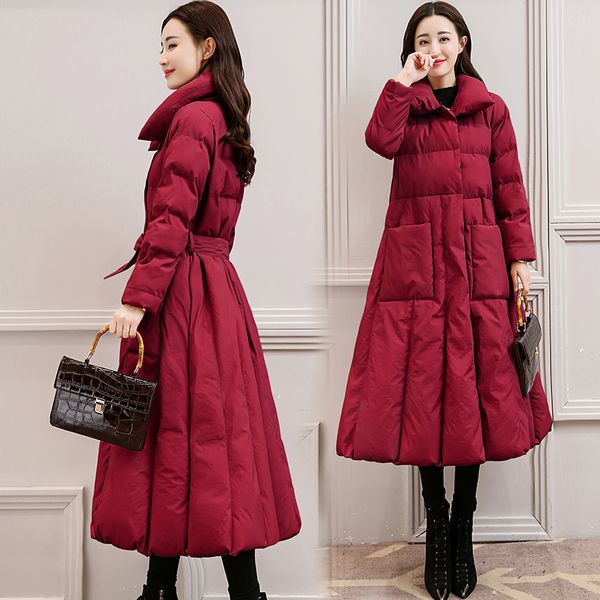 

down female mid-length 2020 new korean winter released cotton parker jacket thin to-shaped thickening x4mg, Black