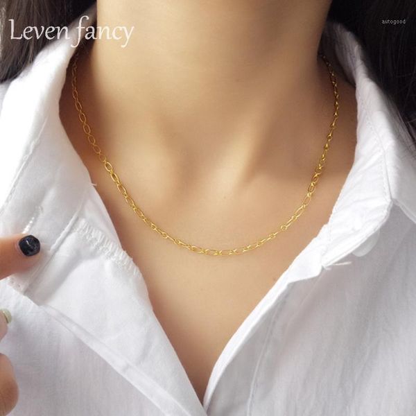 

chains 925 sterling silver finished chain dainty choker everyday jewelry gold oval rolo necklace for girls women short necklaces1
