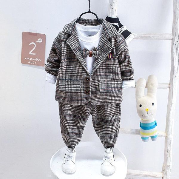 

clothing sets toddler plaid clothes suits kids gentleman t shirt pants 3pcs infant spring autumn children baby boys set, White