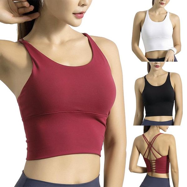 

women cute yoga sports bra strappy workout clothes bra vest no steel ring ldf668, White;black