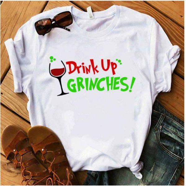 

aowof funny grinch t-shirt women cute letter grinch t-shirt women print harajuku white christmas fashion clothing grinch t-shirt