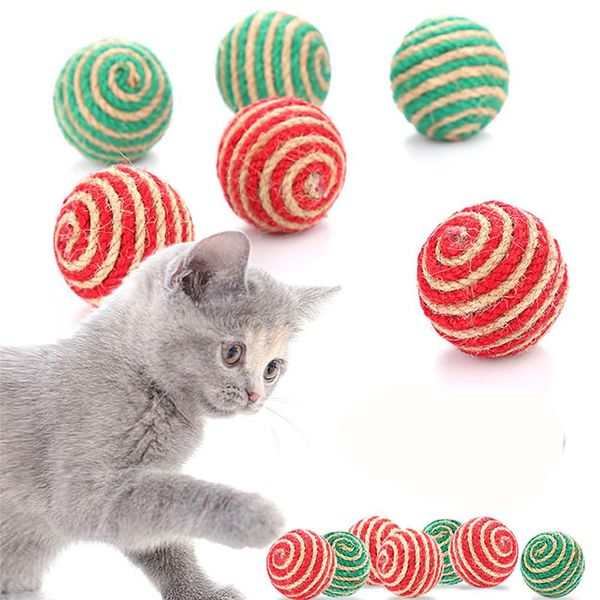 

cat play chewing toy sisal straw cat pet rope weave ball teaser ball cats products for pets random color jk2012xb