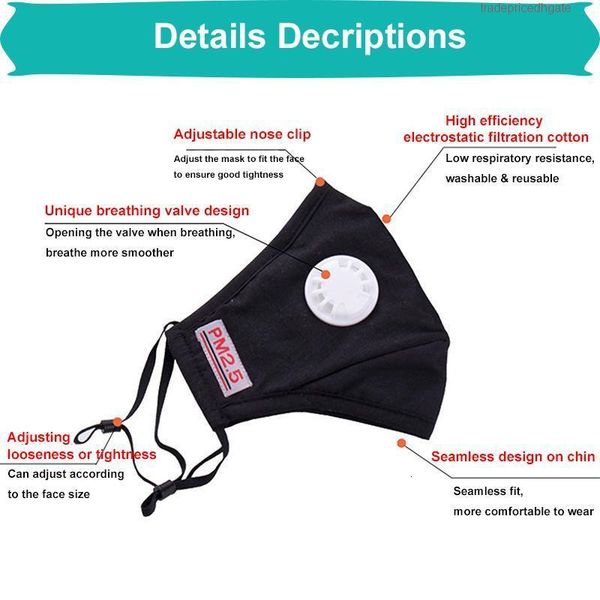 

reusable breath sale pm2.5 1pcs mask with valve anti dust cotton mouth masks activated carbon filter respirator wash
