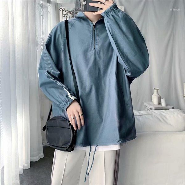 

hip hop hoodie sweatshirt men clothing streetwear turn-down collar mens harajuku hoodie pullover solid color loose sweat shirt1, Black