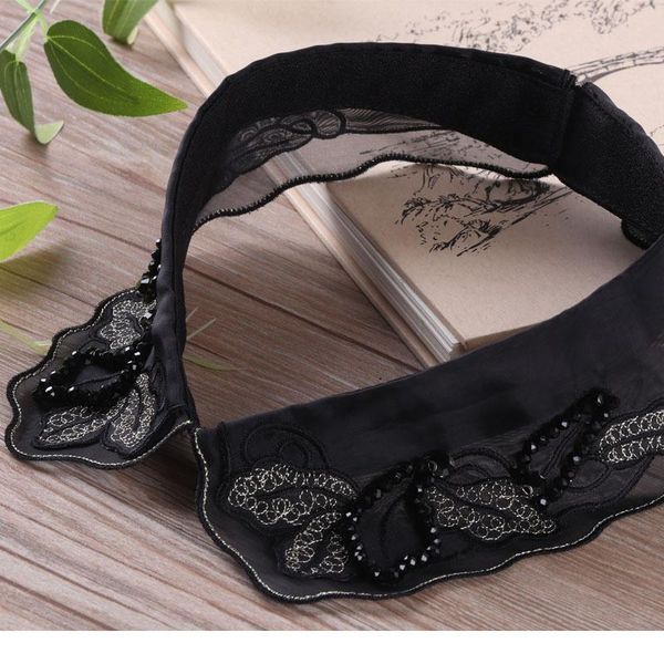 

chiffon fake collar ladies women detachable lapel shirt fake collar fashion pearl false blouse clothing acc qylzok, White