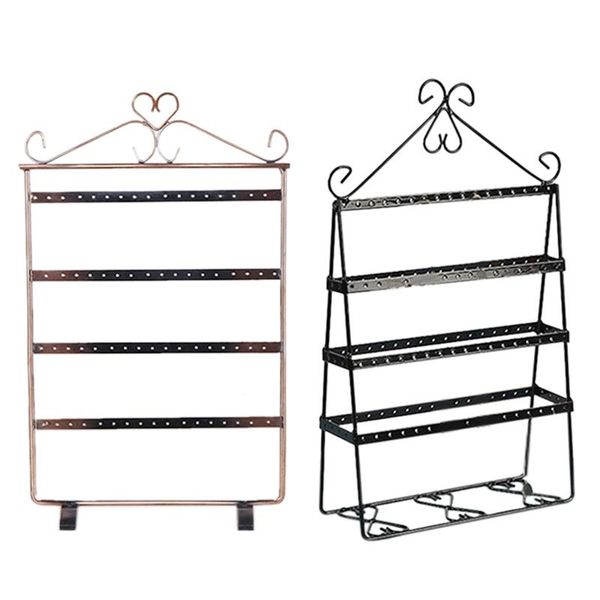 

retro style handmade metal earrings necklace bracelet jewelry display rack creative iron jewelry storage rack double-sided jewel, Pink;blue