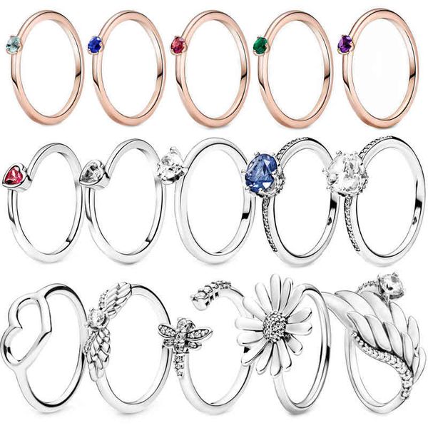 

2021 new trendy 925 sterling silver original sparkling heart ring collection women engagement anniversary fine jewelry rings, Slivery;golden