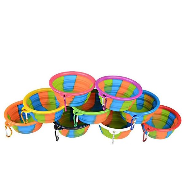 

camouflage pet bowl silicone collapsible folding puppy bowl with carabiner portable pet dog bowl for outdoor travel food water feeding