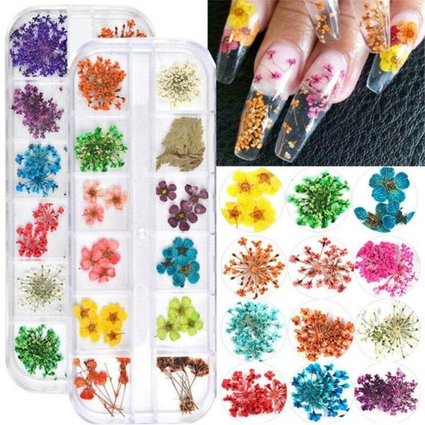 

nail art decorations 1box mix colors dried flower for mixed natural dry ornaments manicure accessories, Silver;gold