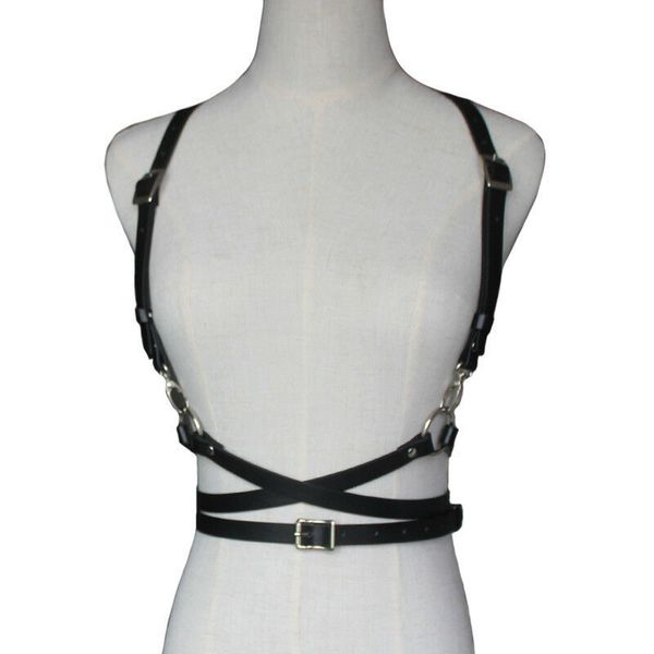 

retro punk strap girdle women handmade belt decorative shirt dress pu leather smooth buckle vest harness belt 201120, Black;brown
