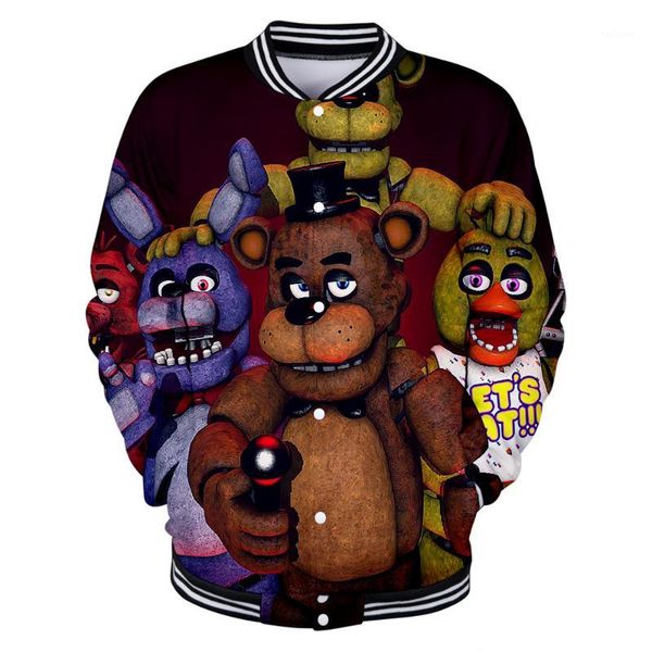

five nights at jackets autumn harajuku cartoon long sleeve jacket coats college uniform 3d fashion baseball jackets1, Black;brown