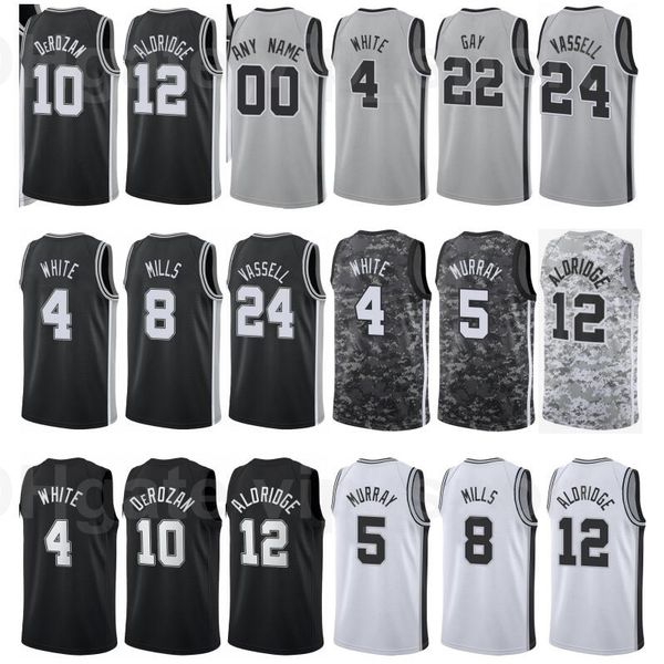 Imprimir Basquete Derrick White Jersey 4 Dejounte Murray 5 Demar Derozan 10 Lamarcus Aldridge 12 Lonnie Walker IV 1 Team City Earned Edition