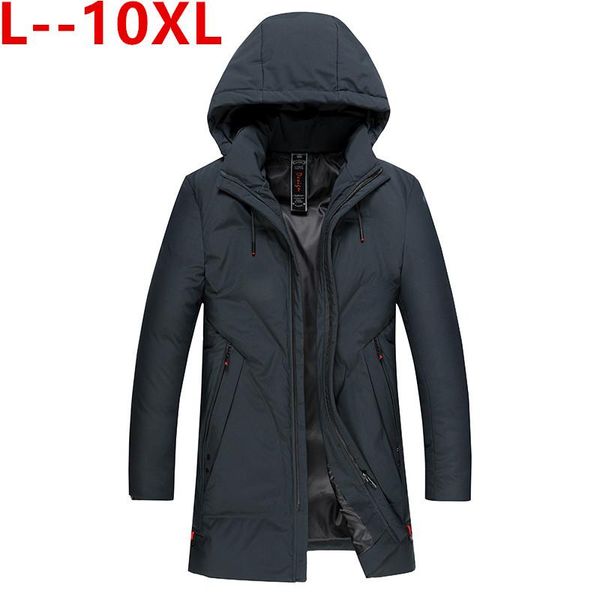 

men's down & parkas 10xl 8xl winter 6xl casual long style hooded epaulet cotton padded jackets thick hat windproof men parka pockets co, Black