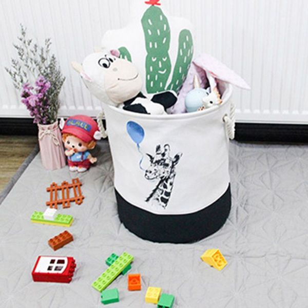 

canvas waterproof organizer basket large capacity laundry hamper dirty clothes bag toy home storage bin q1215