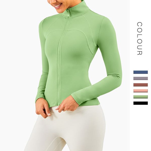 

collar fit 2021 slim new stand fitness long sleeve tight running sports jacket for women, Gray