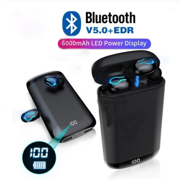 

q66 tws bluetooth earphone 5.0 wireless earphone stereo headset sports waterproof headset with mic 6000mah battery charge case1