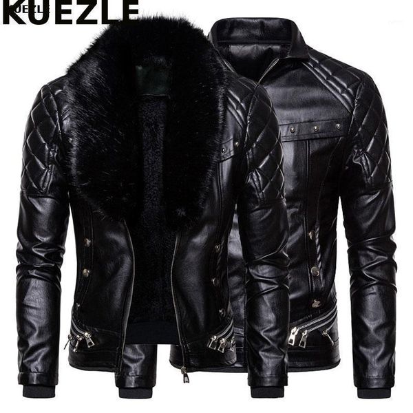

casaco men biker leather jacket fur collar detachable faux leather motocycle jackets coats casual pu jacket chaqueta moto hombre1, Black