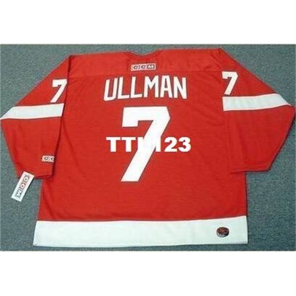 

421 #7 norm ullman detroit red wings ccm home hockey jersey or custom any name or number retro jersey, Black