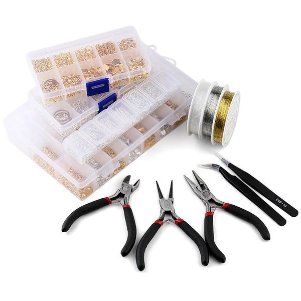

jewelry findings tool set open jump ring/lobster clasp/tail chain/clip buckle/drop kit/earring hooks/ for diy jewelr bbyogw