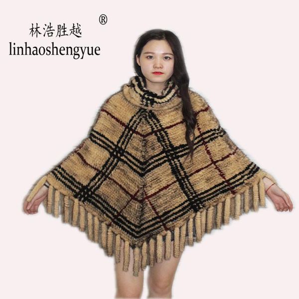 

scarves linhaoshengyue 2021 fashion women mink weave fur shawl, Blue;gray