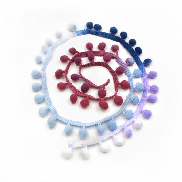 

rainbow 12mm pompoms lace 2.5cm tassel lace pom pom ribbon trim ball fringe crafts diy apparel fabric sewing accessories 5 yards h qylvol