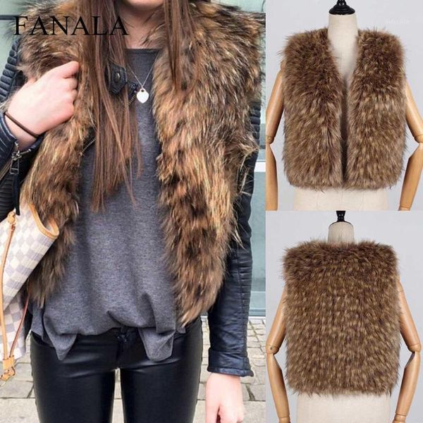 

fashion new neck sleeveless winter vest outwear casual artificial fur winter women v front solid regular none open fit short1, Black;white