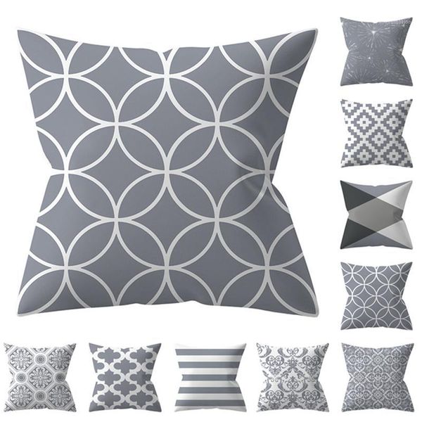 

45*45cm silver grey geometric pillowcase car office sofa bed cushion covers home decoration peach leather pillow covers pillow case1