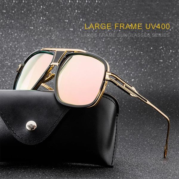 

classic vintage designer oversized pilot sunglasses men women fashion big frame driving travel sun glasses uv400, White;black