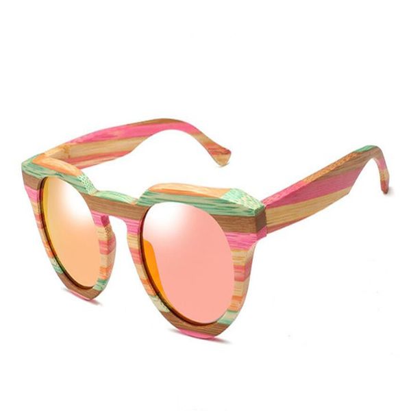 

mongoten retro fashion full rim rainbow strip handmade wooden goggle driving eyewear new polarized sunglasses