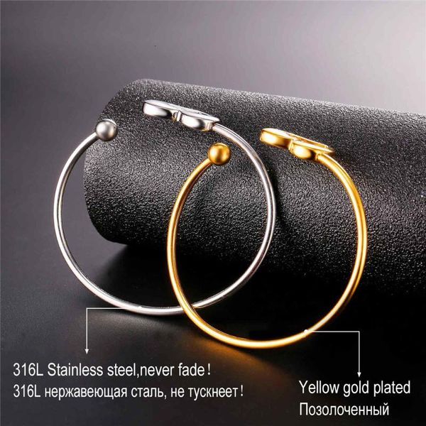

steel heart bangle for women fashion jewelry stainless yellow gold color round bracelets bangles gh574, Black