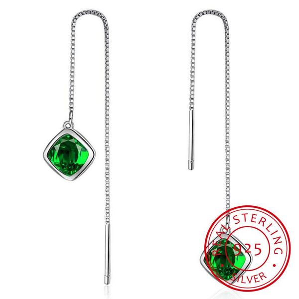 

dangle & chandelier elegant geometry emerald ear drops ruby silver 925 jewelry simple gemstones earrings for women accessory wholesale